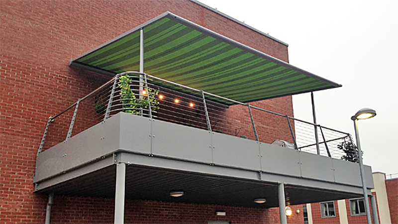 retractable awning system on balcony