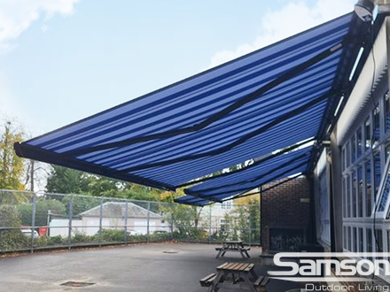 Blue Awnings for primary school
